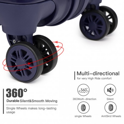 Kono 20 Inch Lightweight Hard Shell ABS Luggage Cabin Suitcase With TSA Lock - Navy