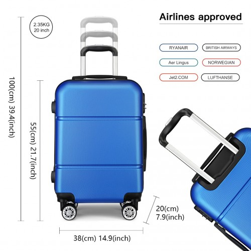 K1995L - Kono Hard Shell ABS Carry On Suitcase 20 Inch - Navy