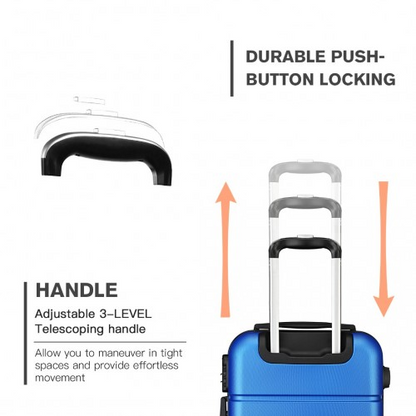 K1995L - Kono Hard Shell ABS Carry On Suitcase 20 Inch - Navy