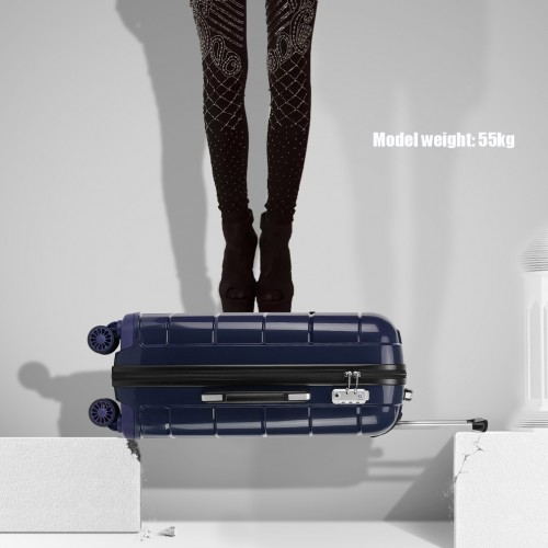 KONO 20 Inch Cabin Size Hard Shell Suitcase - Navy | Lightweight & Durable Travel Luggage