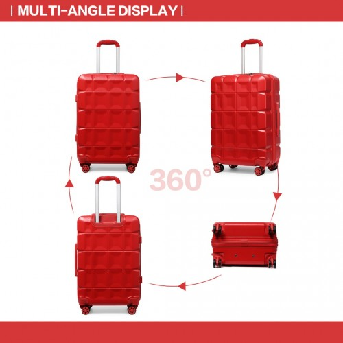 K2292L - Kono 28 Inch Lightweight Hard Shell ABS Suitcase With TSA Lock - Red