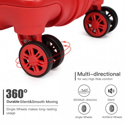 Kono 24 Inch Lightweight Hard Shell ABS Suitcase with TSA Lock - Red | Durable & Stylish Luggage