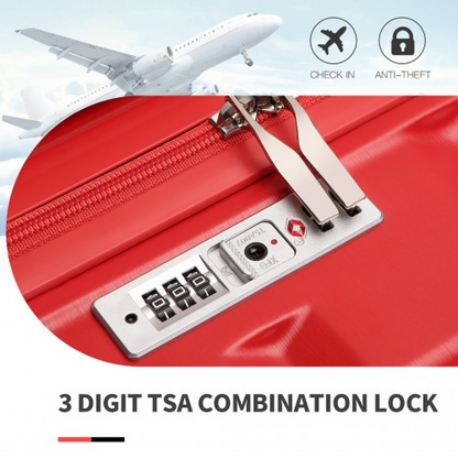 Kono 24 Inch Lightweight Hard Shell ABS Suitcase with TSA Lock - Red | Durable & Stylish Luggage