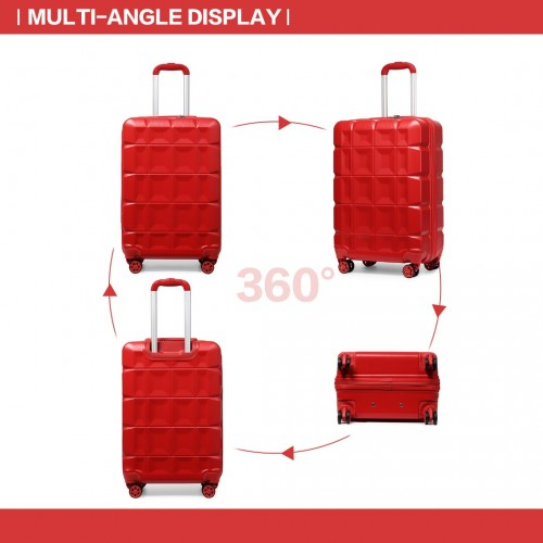 Kono 20 Inch Lightweight Hard Shell ABS Cabin Suitcase with TSA Lock - Red