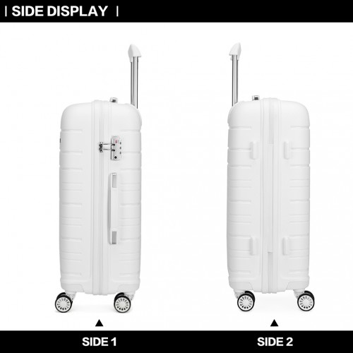 K2091L - Kono Multi Texture Hard Shell PP Suitcase 3 Pieces Set - Classic Collection - White