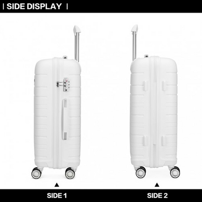 K2091L - Kono Multi Texture Hard Shell PP Suitcase 3 Pieces Set - Classic Collection - White