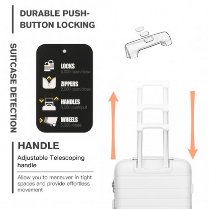 K2091L - Kono Multi Texture Hard Shell PP Suitcase 3 Pieces Set - Classic Collection - White