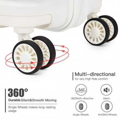 K2094L - Kono 28 Inch Lightweight Polypropylene Hard Shell Suitcase With TSA Lock - Cream White