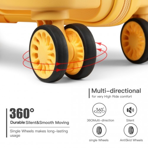 KONO 20 Inch Cabin Size Hard Shell Suitcase - Yellow | Lightweight, Durable, and Secure Travel Companion