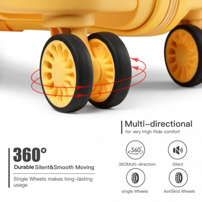 KONO 20 Inch Cabin Size Hard Shell Suitcase - Yellow | Lightweight, Durable, and Secure Travel Companion