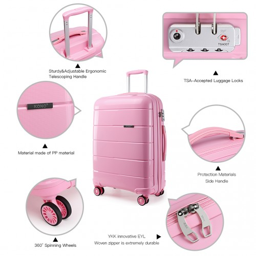 K1997L - KONO 28 INCH HARD SHELL PP SUITCASE - PINK