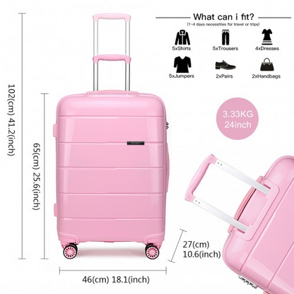 K1997L - KONO 24 INCH HARD SHELL PP SUITCASE - PINK