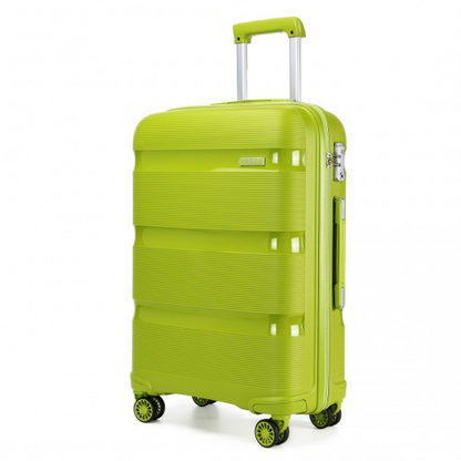 Kono 24 Inch Bright Hard Shell PP Suitcase - Classic Collection - Green