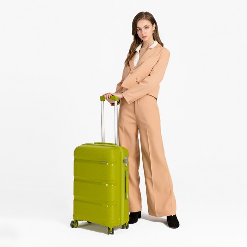 Kono 24 Inch Bright Hard Shell PP Suitcase - Classic Collection - Green