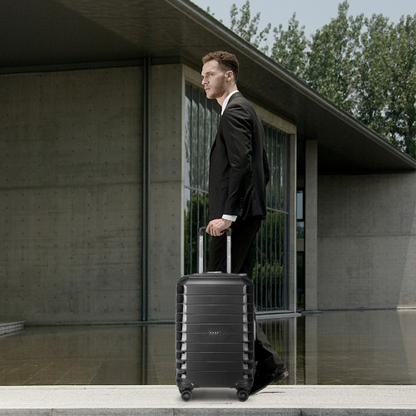 Kono Cabin Size Classic Collection Polypropylene Luggage with Charging Interface - Black