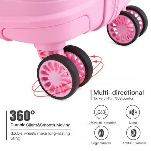 K2092L - Kono 24 Inch Pink Hard Shell PP Suitcase - Classic Collection