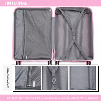 K2092L - Kono 24 Inch Pink Hard Shell PP Suitcase - Classic Collection