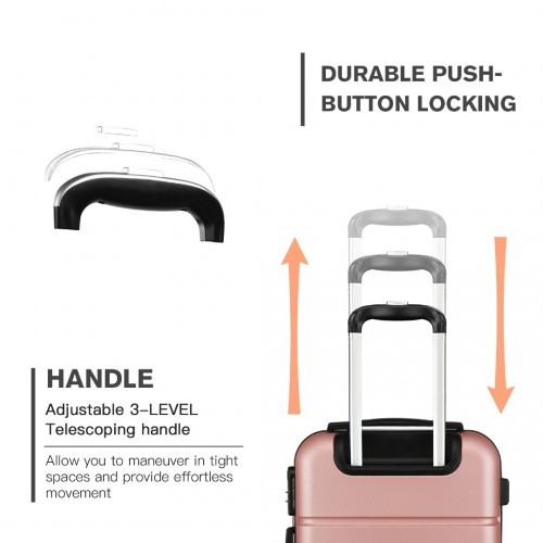 Kono Hard Shell ABS Carry On Suitcase 20 Inch - Nude | Lightweight & Durable Luggage