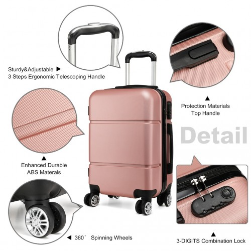 Kono Hard Shell ABS Carry On Suitcase 20 Inch - Nude | Lightweight & Durable Luggage