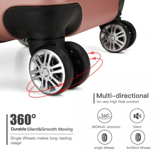 Kono Hard Shell ABS Carry On Suitcase 20 Inch - Nude | Lightweight & Durable Luggage