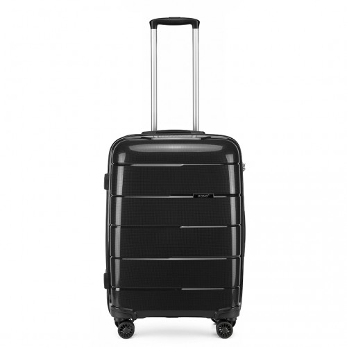 KONO 20 Inch Cabin Size Hard Shell PP Suitcase - Black | Premium Quality | TSA Accepted Lock | 360° Swivel Wheels
