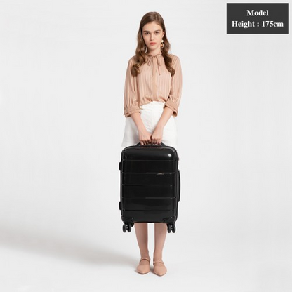 KONO 20 Inch Cabin Size Hard Shell PP Suitcase - Black | Premium Quality | TSA Accepted Lock | 360° Swivel Wheels