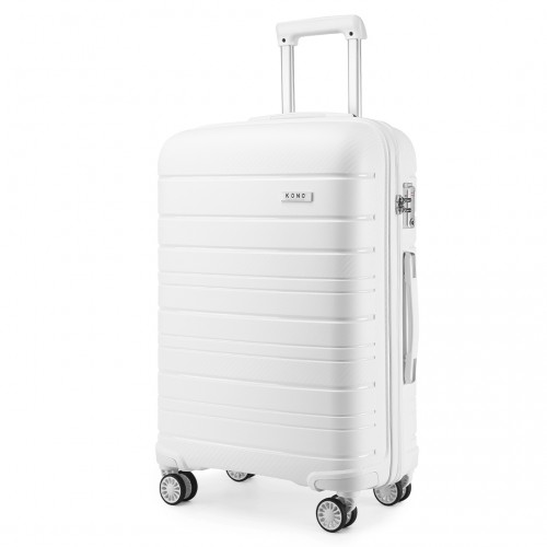 K2091L - Kono 28 Inch Multi Texture Hard Shell PP Suitcase - Classic Collection - White