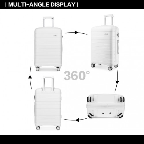 K2091L - Kono 28 Inch Multi Texture Hard Shell PP Suitcase - Classic Collection - White
