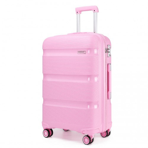 Kono 20 Inch Bright Pink Hard Shell Carry-On Suitcase - Lightweight & Durable Cabin Size Luggage