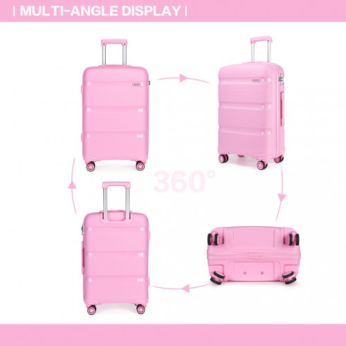 Kono 20 Inch Bright Pink Hard Shell Carry-On Suitcase - Lightweight & Durable Cabin Size Luggage