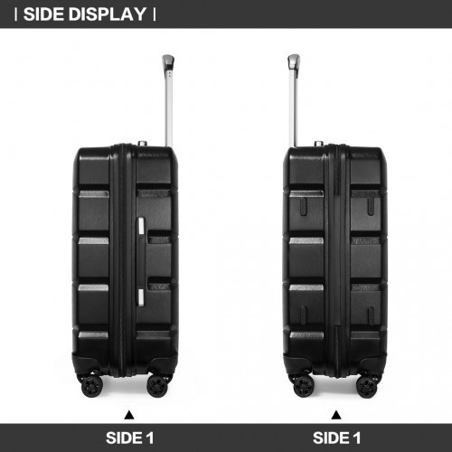 Kono 24 Inch Lightweight Hard Shell ABS Suitcase With TSA Lock - Black