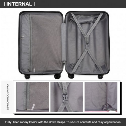 Kono 24 Inch Lightweight Hard Shell ABS Suitcase With TSA Lock - Black