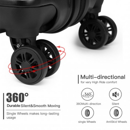 Kono 24 Inch Lightweight Hard Shell ABS Suitcase With TSA Lock - Black