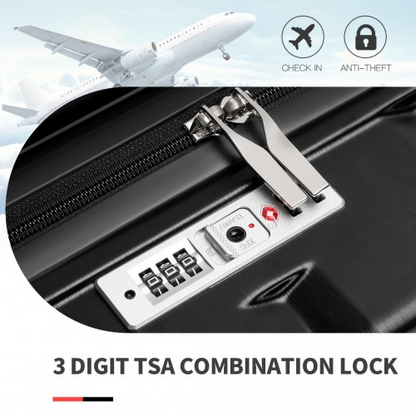 Kono 24 Inch Lightweight Hard Shell ABS Suitcase With TSA Lock - Black