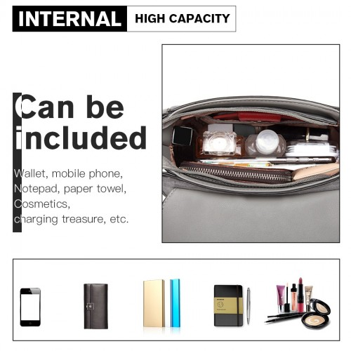 Miss Lulu Matte PU Leather Midi Handbag Cross Body Bag - Grey | Elegant & Versatile