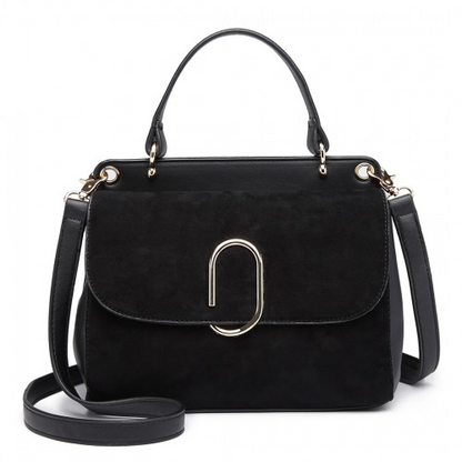 Miss Lulu Stylish Ladies Leather Handbag Shoulder Bag - Black