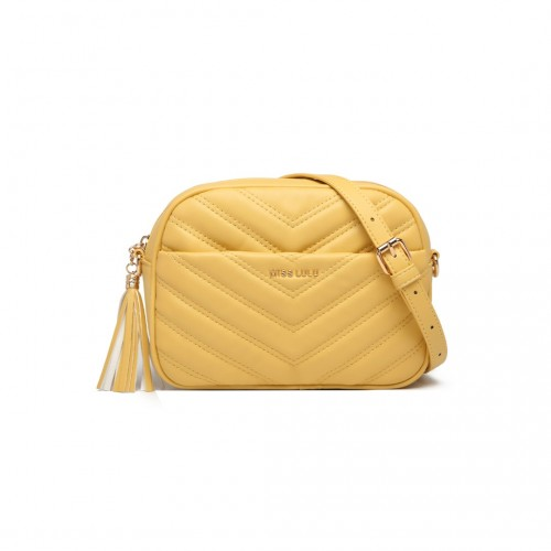 Miss LuLu Lightweight Quilted Leather Crossbody Bag - Yellow | Stylish & Versatile Women’s Handbag