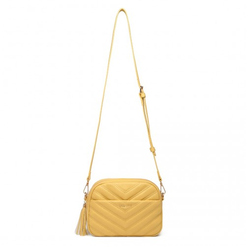 Miss LuLu Lightweight Quilted Leather Crossbody Bag - Yellow | Stylish & Versatile Women’s Handbag
