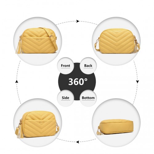 Miss LuLu Lightweight Quilted Leather Crossbody Bag - Yellow | Stylish & Versatile Women’s Handbag