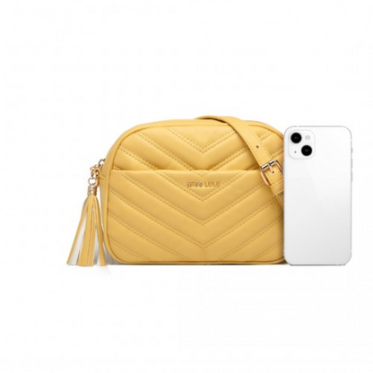 Miss LuLu Lightweight Quilted Leather Crossbody Bag - Yellow | Stylish & Versatile Women’s Handbag