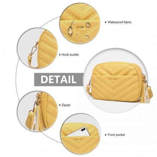 Miss LuLu Lightweight Quilted Leather Crossbody Bag - Yellow | Stylish & Versatile Women’s Handbag