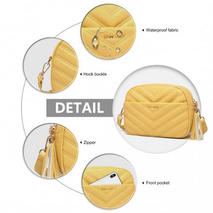 Miss LuLu Lightweight Quilted Leather Crossbody Bag - Yellow | Stylish & Versatile Women’s Handbag