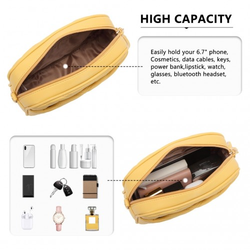 Miss LuLu Lightweight Quilted Leather Crossbody Bag - Yellow | Stylish & Versatile Women’s Handbag