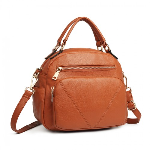 Miss Lulu Bowler Style Shoulder Bag - Brown | Premium PU Leather