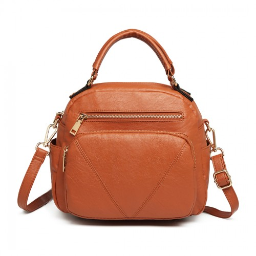 Miss Lulu Bowler Style Shoulder Bag - Brown | Premium PU Leather