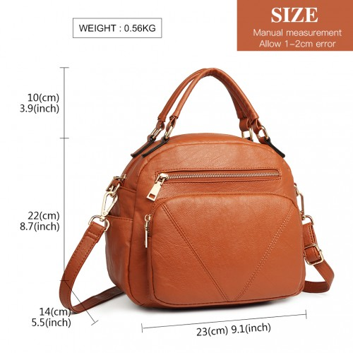 Miss Lulu Bowler Style Shoulder Bag - Brown | Premium PU Leather