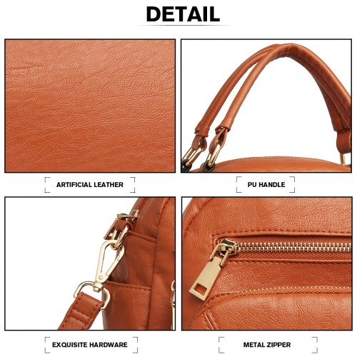 Miss Lulu Bowler Style Shoulder Bag - Brown | Premium PU Leather