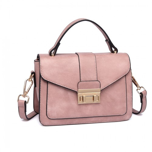 Miss Lulu Elegant Leather Look Midi Handbag - Pink | Ideal for Events & Date Nights