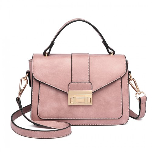 Miss Lulu Elegant Leather Look Midi Handbag - Pink | Ideal for Events & Date Nights