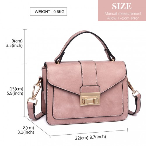 Miss Lulu Elegant Leather Look Midi Handbag - Pink | Ideal for Events & Date Nights